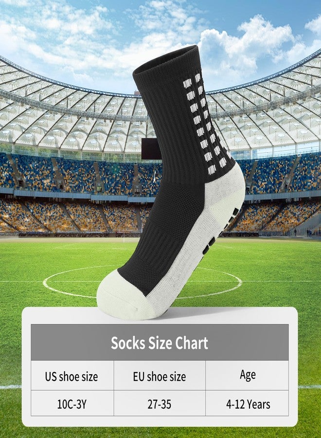 Yufree Youth Grip Soccer Socks - Boys and Girls Athletic Sport Socks for Baseball Football Basketball Hockey Rugby 4 Pcs (Mixed) - Image 2